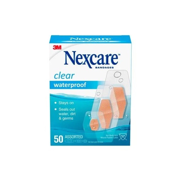 3M Nexcare Bandage Waterproof Assorted Sizes Clear, 50Bx, PK50 432-50-3BNS - main